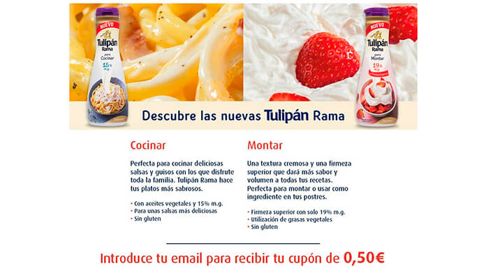 Vale de descuento de 0,50 € en Tulipan Rama
