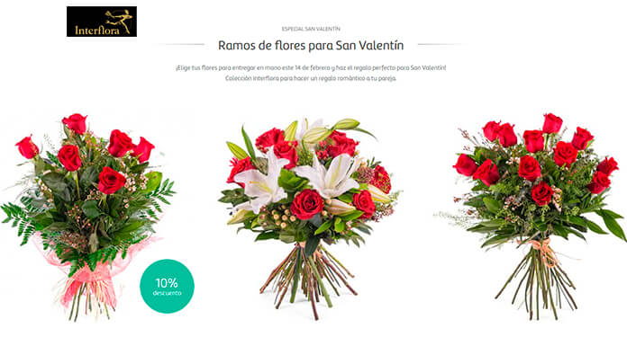Ramos Interflora para San Valentín